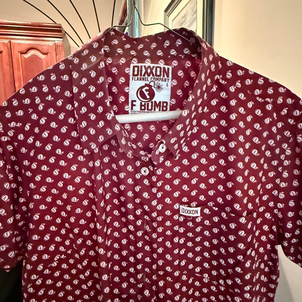 DIXXON F-Bomb Women's Burgundy Patterned Button Down Shirt